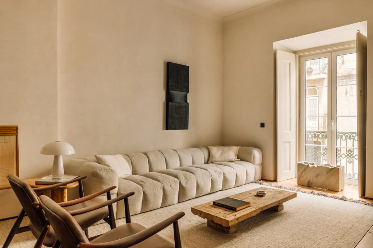 Modern Lisbon apartment interior with natural light